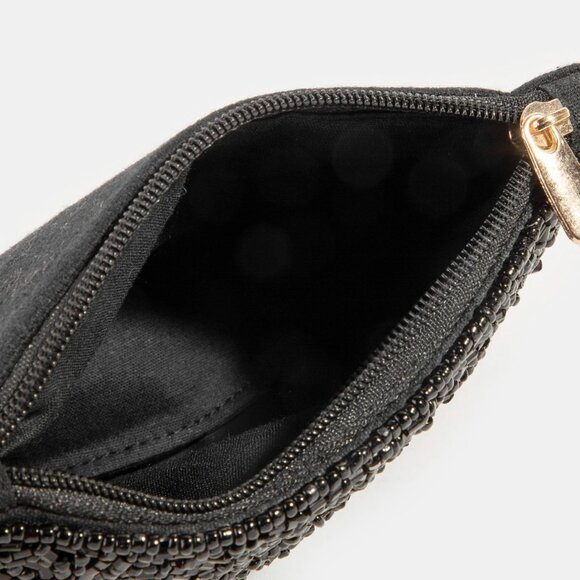 QUEEN Black Seed Beaded Lipstick Bag Coin Pouch - Picture 2 of 4